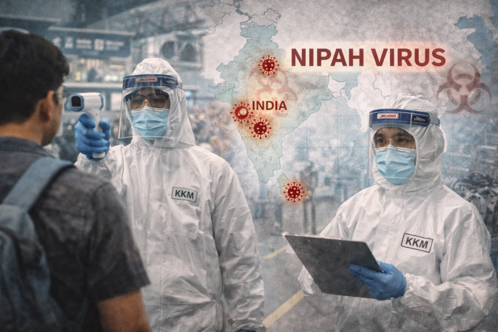 Pegawai KKM menjalankan pemantauan kesihatan sebagai langkah kesiapsiagaan menghadapi ancaman virus Nipah