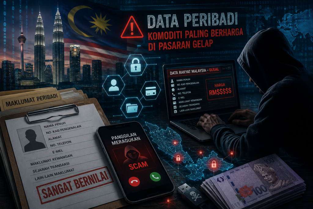 Ilustrasi keselamatan siber dan perlindungan data peribadi rakyat Malaysia