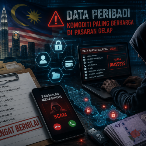 Ilustrasi keselamatan siber dan perlindungan data peribadi rakyat Malaysia