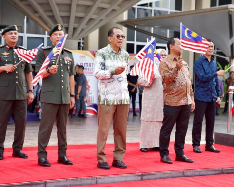 Menteri Pertahanan Dato' Seri Mohamed Khaled Nordin pada Majlis Pelancaran Kibar Jalur Gemilang sempena Bulan Kebangsaan 2026