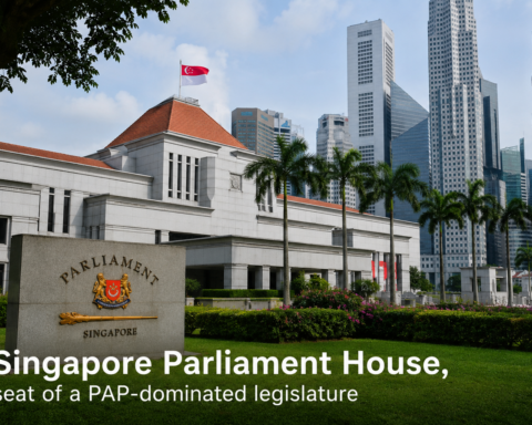 Singapore Parliament House, seat of a PAP-dominated legislature